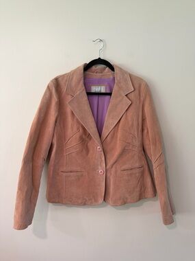 90s Vintage 100% Leather Pink Suede Wilsons Leather Tailored Jacket Women’s XL
